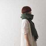 Brushed Fabric 100% Linen Shawl - Green