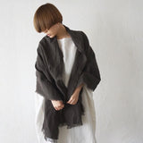 Brushed Fabric 100% Linen Shawl - Charcoal gray