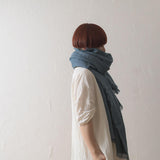 Brushed Fabric 100% Linen Shawl - Asher Blue