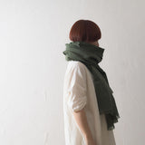 Brushed Fabric 100% Linen Shawl - Green
