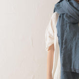 Brushed Fabric 100% Linen Shawl - Asher Blue