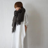 Brushed Fabric 100% Linen Shawl - Charcoal gray