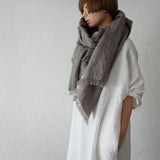 Brushed Fabric 100% Linen Shawl - Grey