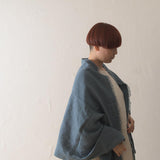 Brushed Fabric 100% Linen Shawl - Asher Blue