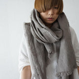 Brushed Fabric 100% Linen Shawl - Grey