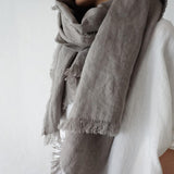 Brushed Fabric 100% Linen Shawl - Grey