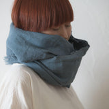 Brushed Fabric 100% Linen Shawl - Asher Blue