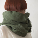 Brushed Fabric 100% Linen Shawl - Green