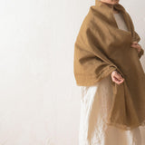 Brushed Fabric 100% Linen Shawl - Caramel