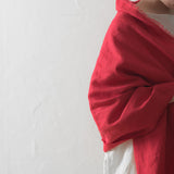 Brushed Fabric 100% Linen Shawl - Red
