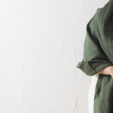 Brushed Fabric 100% Linen Shawl - Green