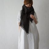Brushed Fabric 100% Linen Shawl - Charcoal gray