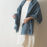 Brushed Fabric 100% Linen Shawl - Asher Blue