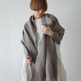 Brushed Fabric 100% Linen Shawl - Grey