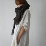 Brushed Fabric 100% Linen Shawl - Charcoal gray
