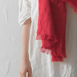 Brushed Fabric 100% Linen Shawl - Red