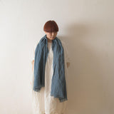 Brushed Fabric 100% Linen Shawl - Asher Blue