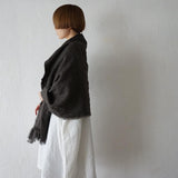 Brushed Fabric 100% Linen Shawl - Charcoal gray