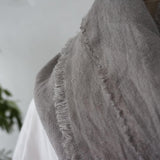 Brushed Fabric 100% Linen Shawl - Grey