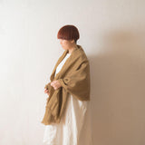 Brushed Fabric 100% Linen Shawl - Caramel