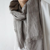 Brushed Fabric 100% Linen Shawl - Grey
