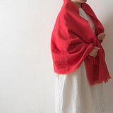Brushed Fabric 100% Linen Shawl - Red
