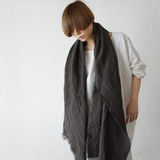 Brushed Fabric 100% Linen Shawl - Charcoal gray