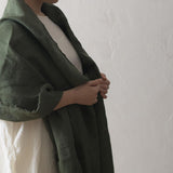 Brushed Fabric 100% Linen Shawl - Green