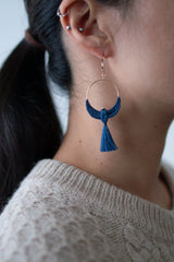 Bird earrings | Indigo | Short