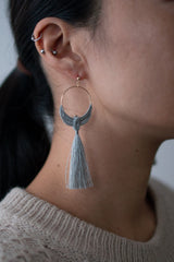 Bird earrings | Silver Grey | Long