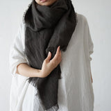 Brushed Fabric 100% Linen Shawl - Charcoal gray