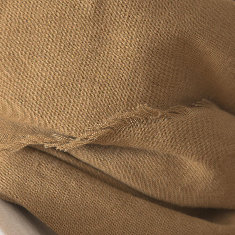 Brushed Fabric 100% Linen Shawl - Caramel
