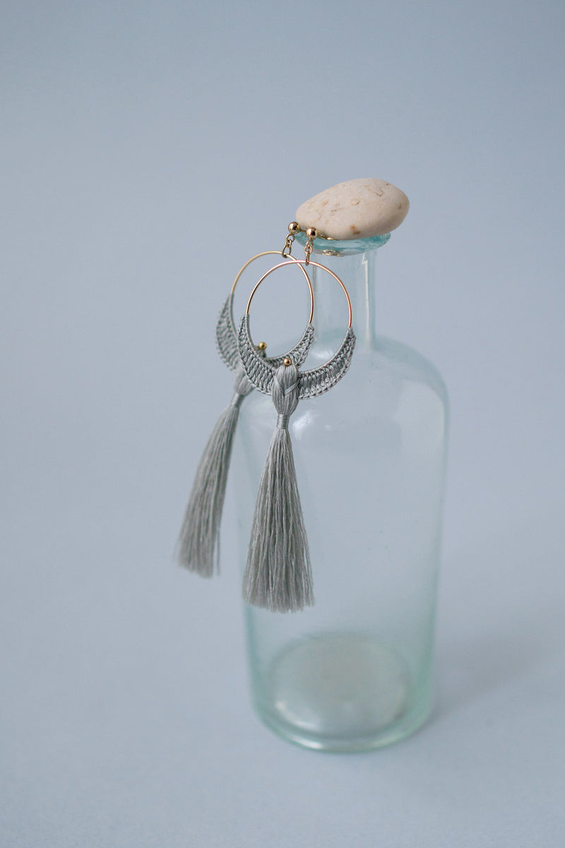 Bird earrings | Silver Grey | Long